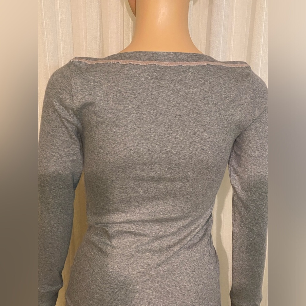 Brunello Cucinelli Grey Cotton/Lycra Top Size S Monali Beading Boat Neck Womens - Picture 6 of 16